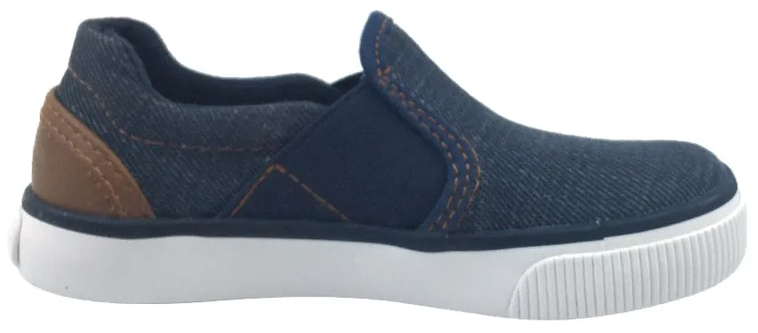Geox Boy's and Girl's Kilwi Denim and Brown Canvas Slip-On Sneaker light mind