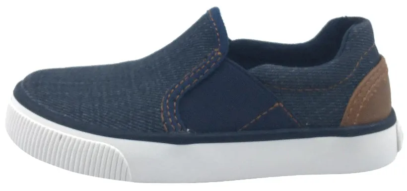 Geox Boy's and Girl's Kilwi Denim and Brown Canvas Slip-On Sneaker trend touch
