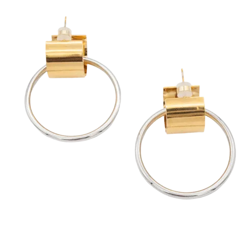Gimchi Two Toned Hoops - Silver/Gold color vibe