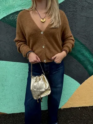 Gold Leather Bucket Bag fashion twist