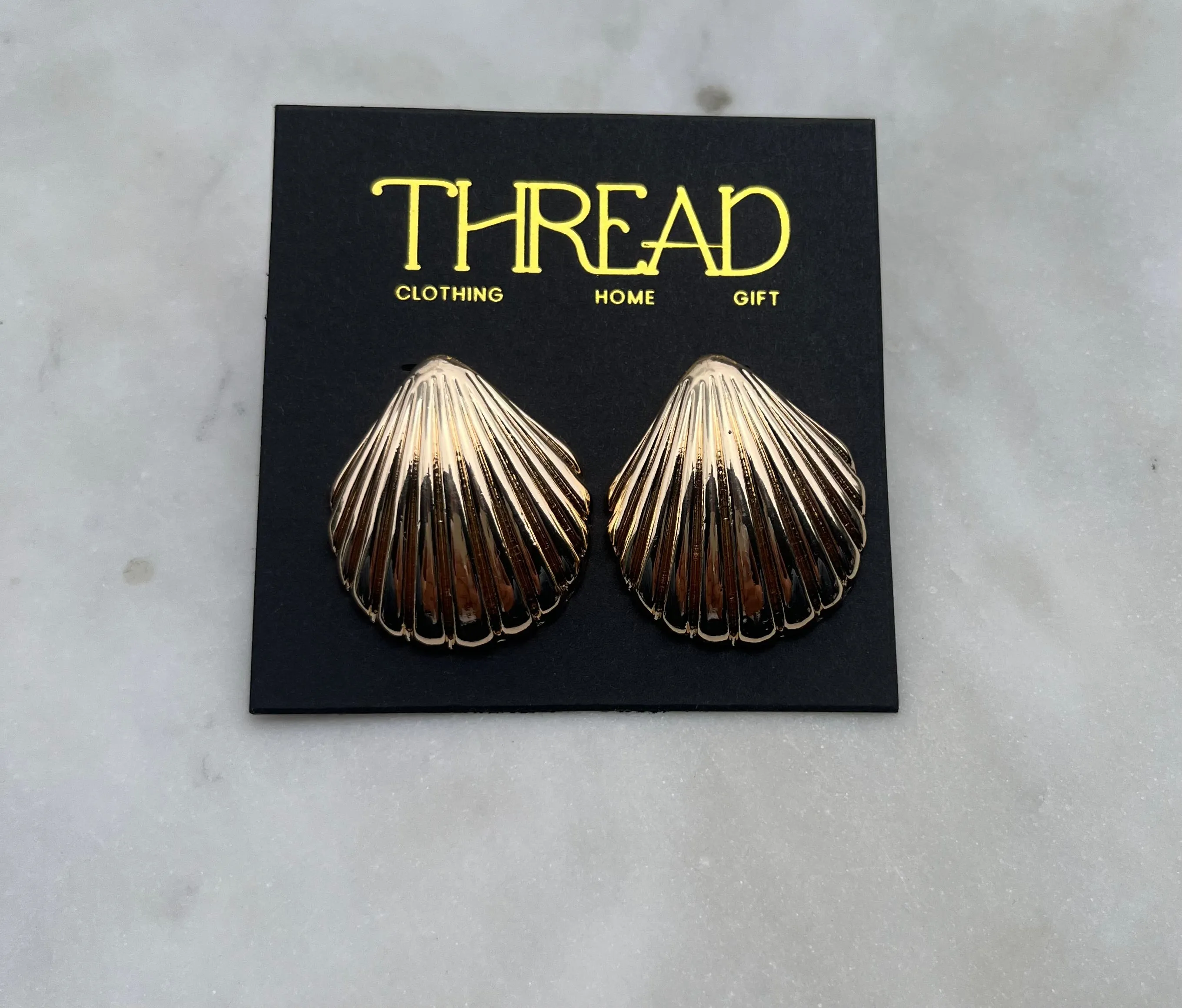 Gold Shell Earring fun sparkle