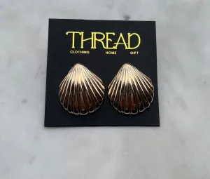 Gold Shell Earring fun sparkle