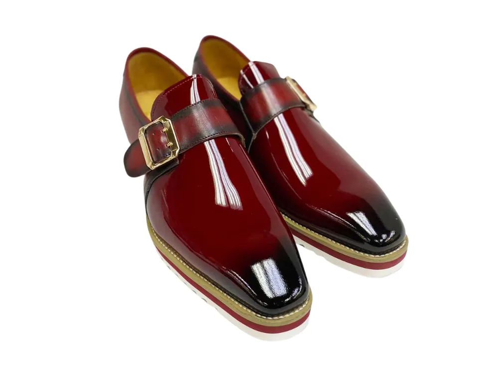 Gorgeous Patent Leather Slip on Monkstrap - Burgundy sleek design
