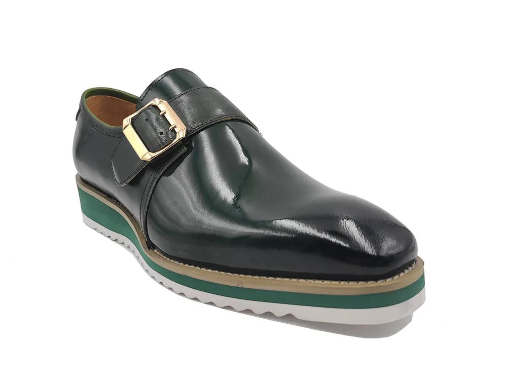 Gorgeous Patent Leather Slip on Monkstrap - Green neutral tone