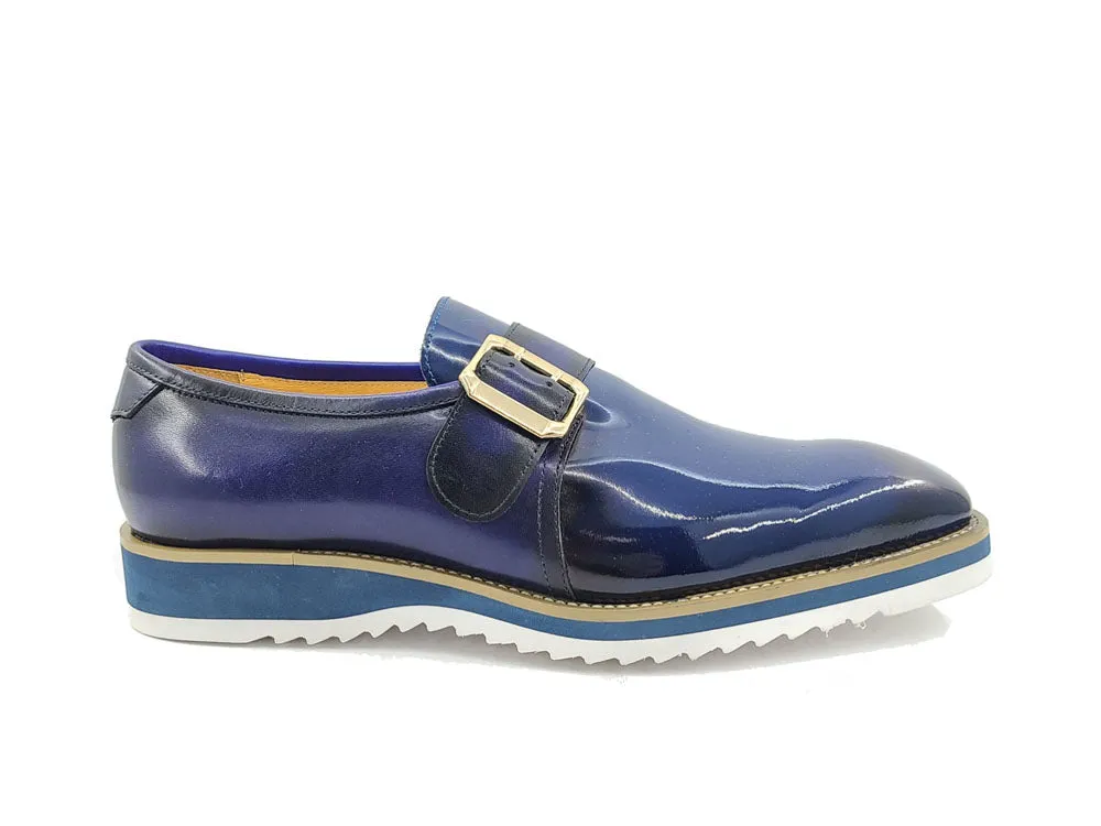 Gorgeous Patent Leather Slip on Monkstrap - Navy style mode