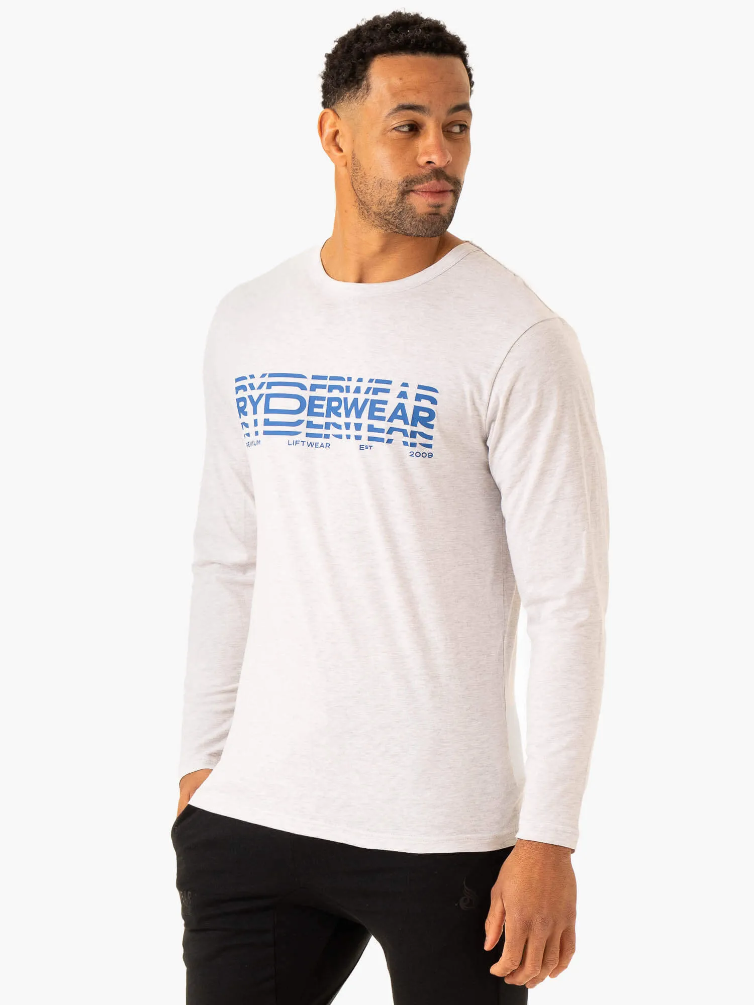 Graphic Long Sleeve T-Shirt - Grey Marl sporty edge