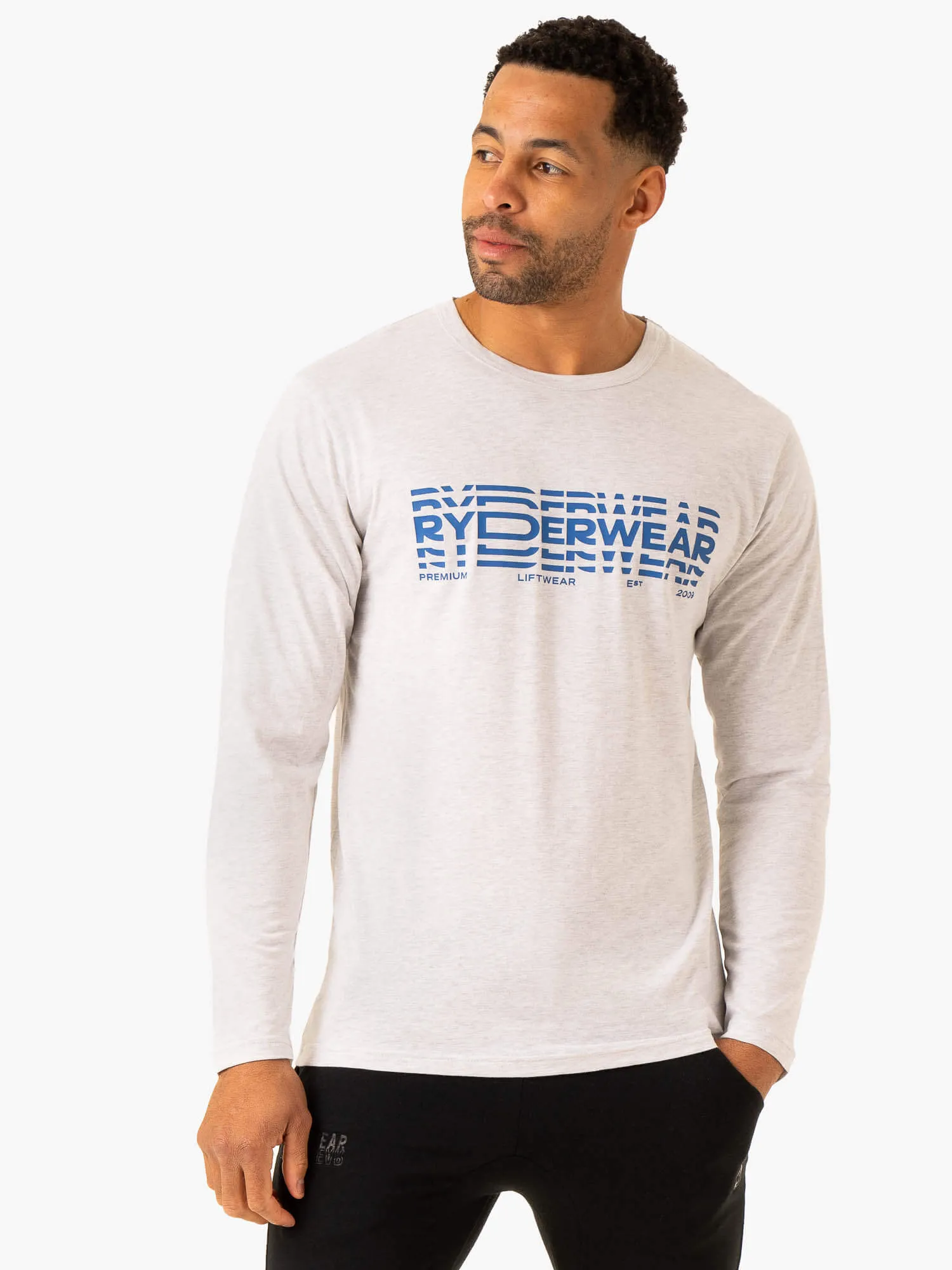 Graphic Long Sleeve T-Shirt - Grey Marl relaxed style