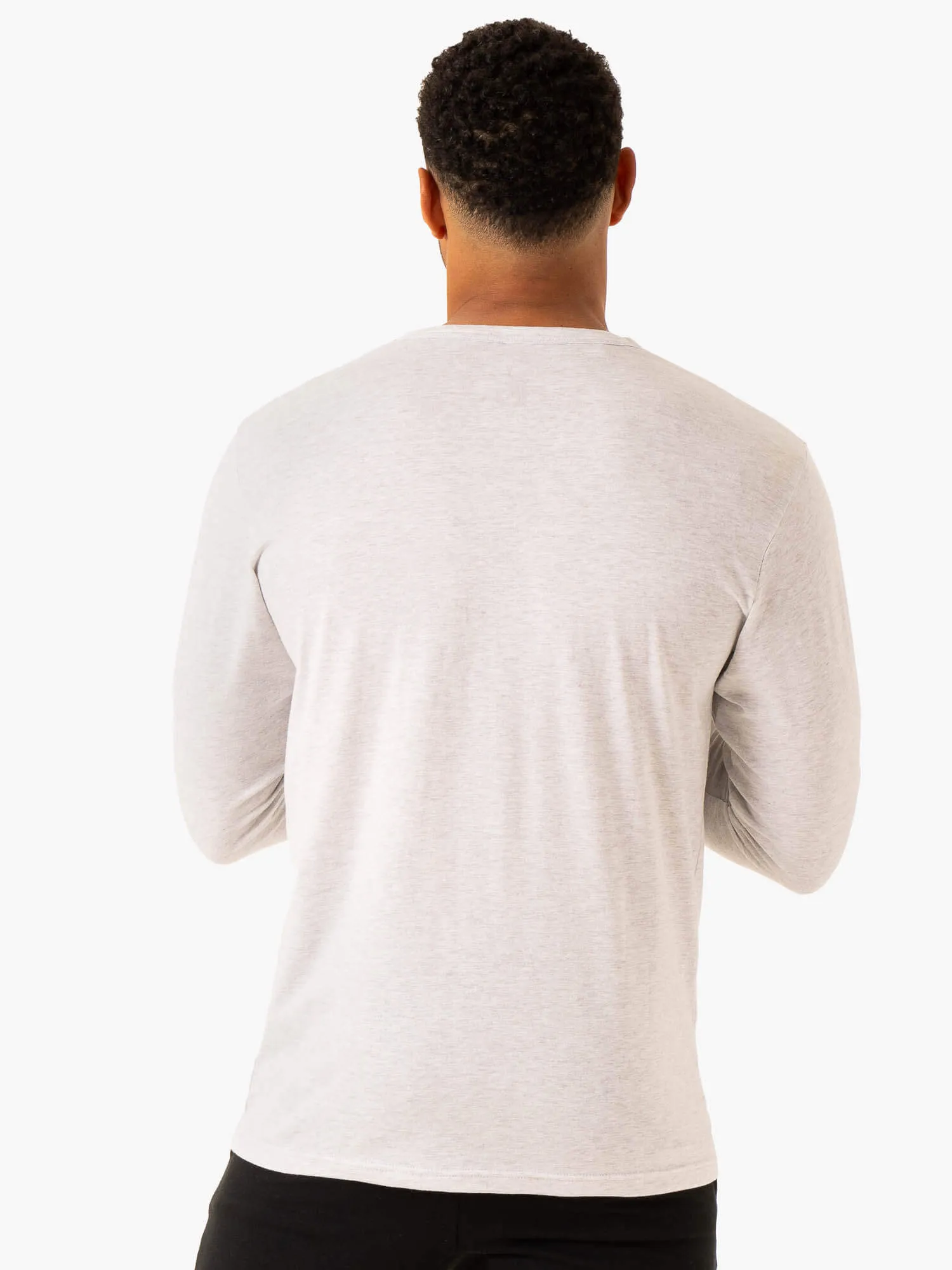 Graphic Long Sleeve T-Shirt - Grey Marl soft feel