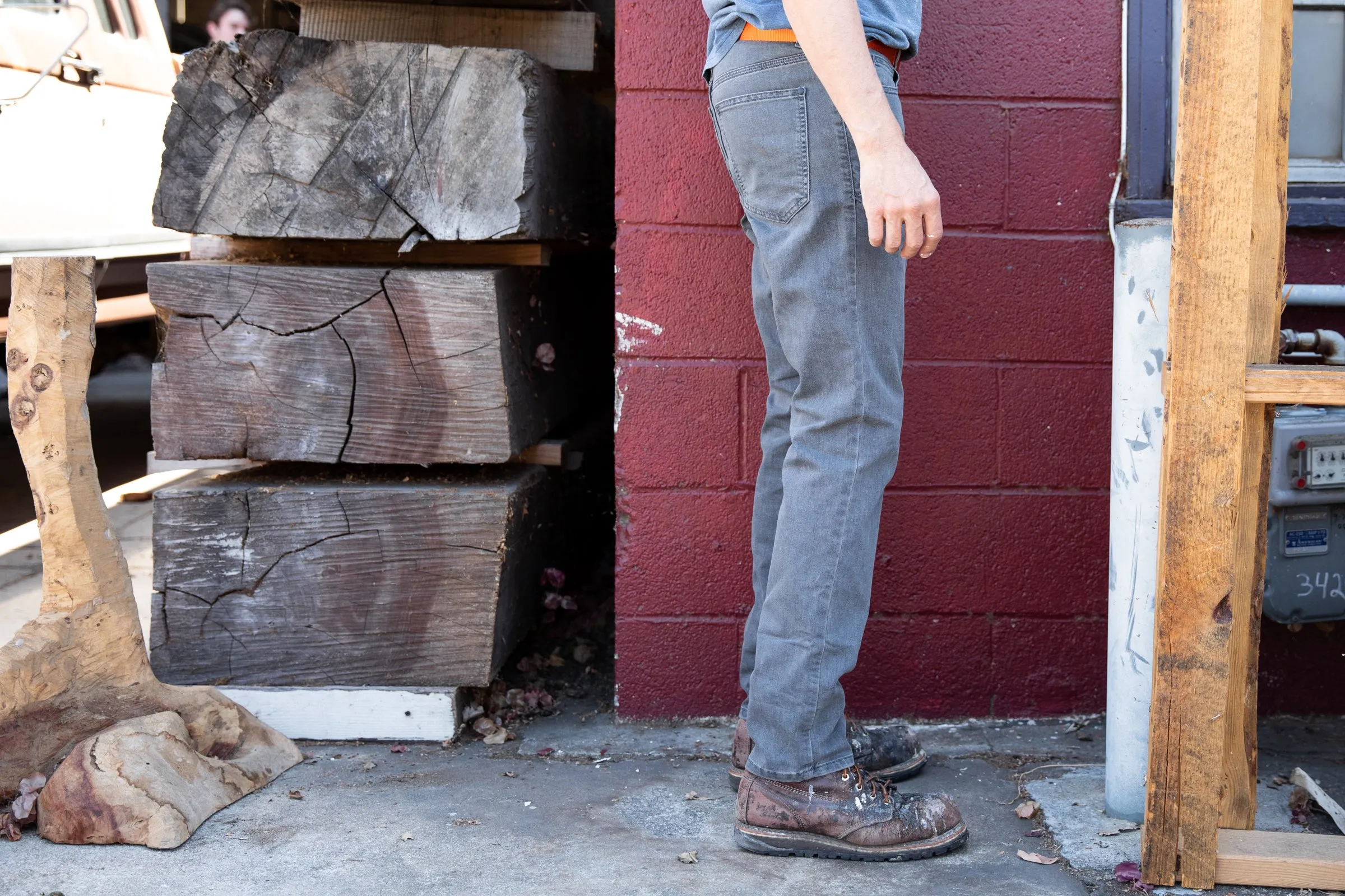 grey wash CORDURA skinny jeans body contouring