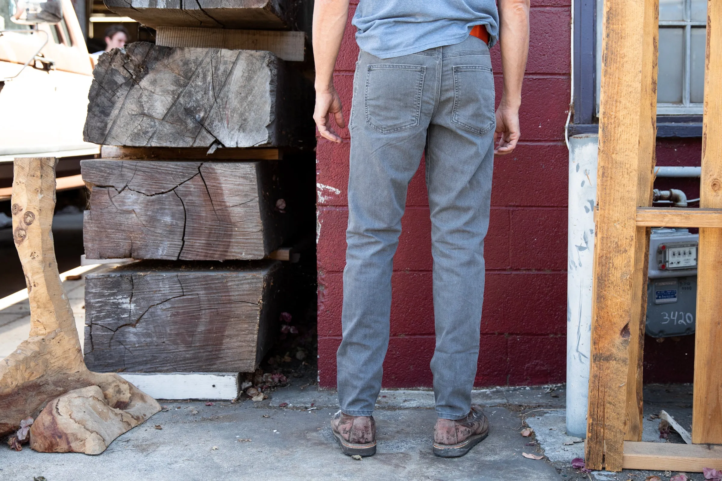 grey wash CORDURA skinny jeans layer friendly