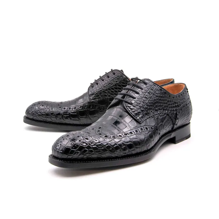 H and H Alligator Lace Up Shoes - Black stable feel