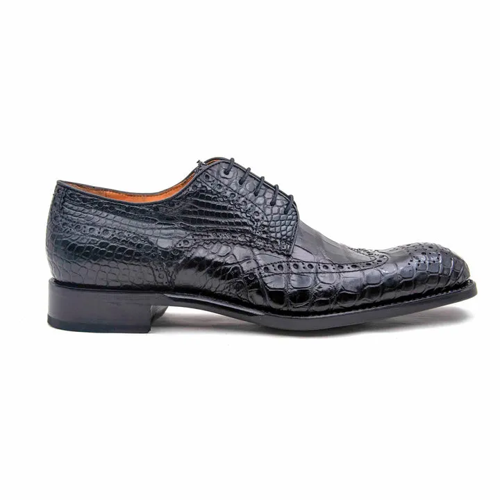 H and H Alligator Lace Up Shoes - Black energy back