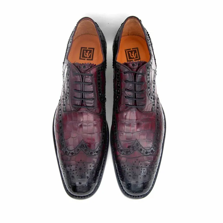 H and H Alligator Lace Up Shoes - Burgundy timeless feel