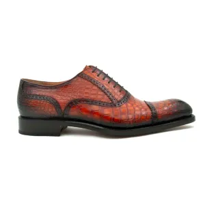 H and H Alligator Lace Up Shoes - Camel city style