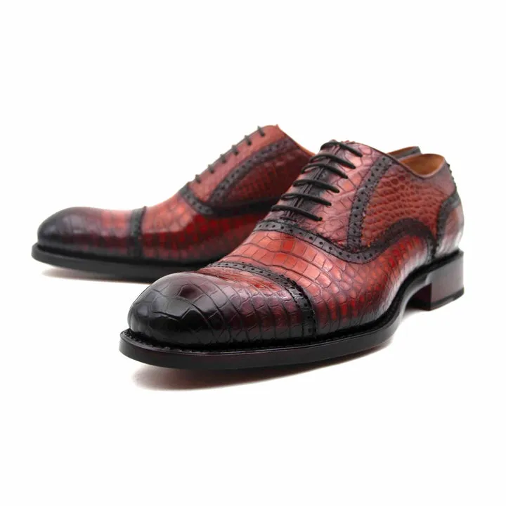 H and H Alligator Lace Up Shoes - Camel clean blend