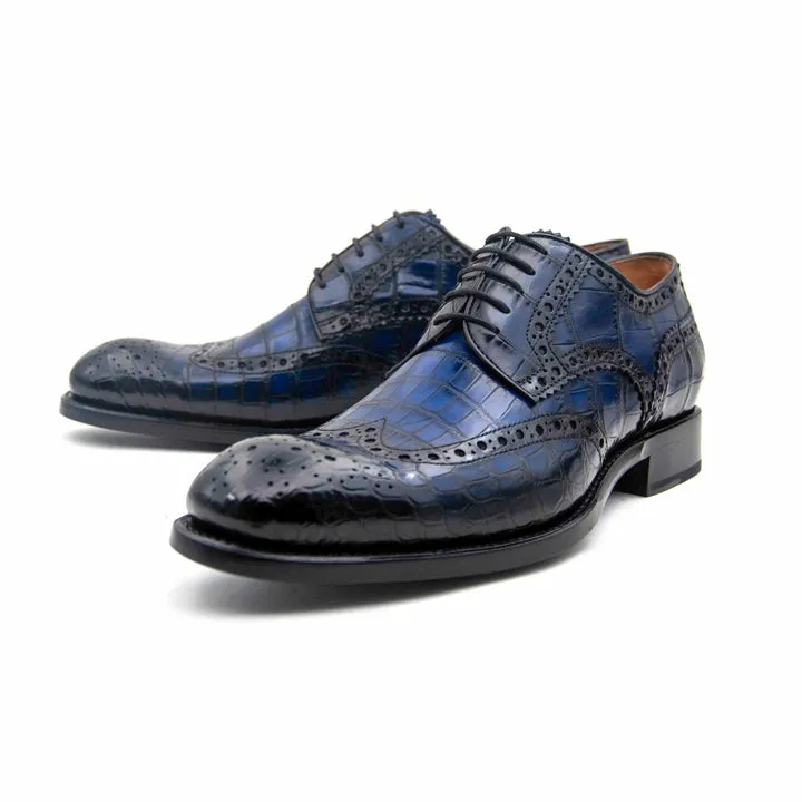 H and H Alligator Lace Up Shoes - Navy soft landing