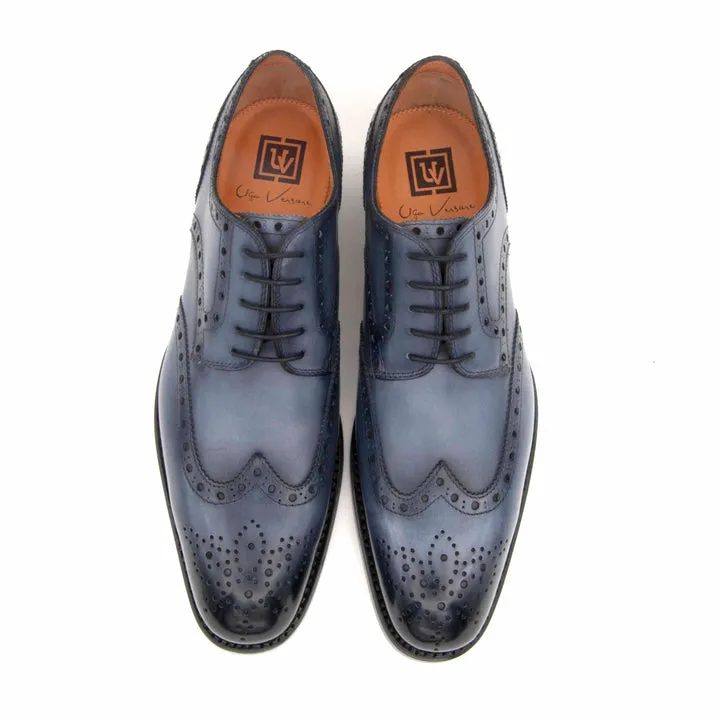 H and H Brogue Lace Up Shoes - Grey clean silhouette