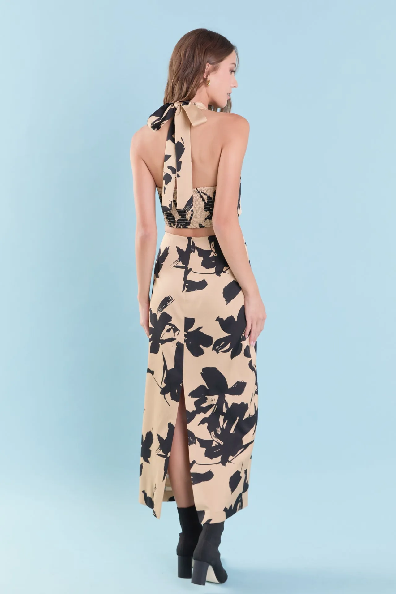 Halter Ring Printed Maxi Dress Multi-style