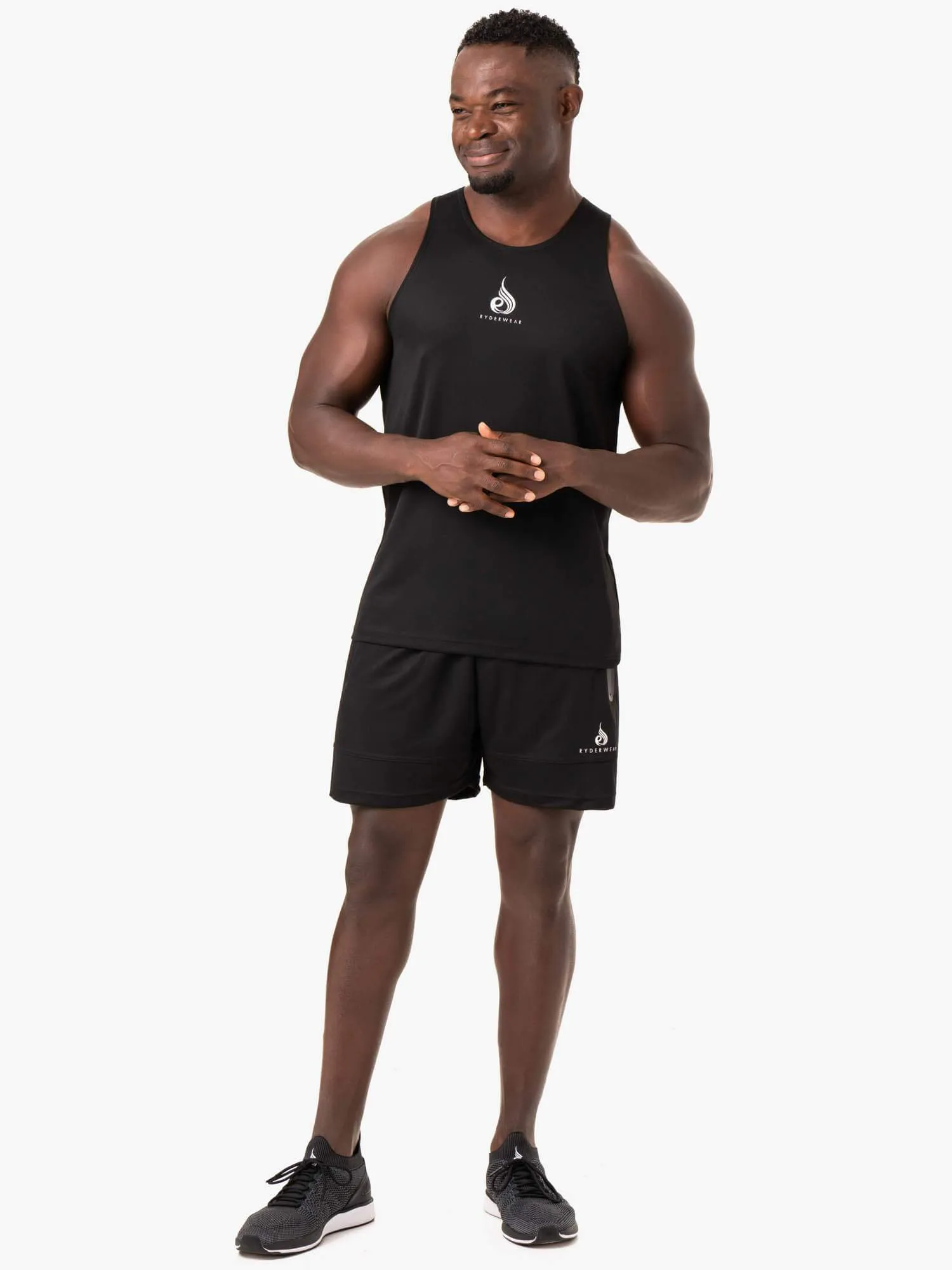 Heighten Mesh Regular Tank - Black flexible stretch