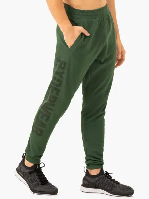Heritage Fleece Track Pants - Green Windproof Waterproof