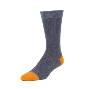 Herringbone Crew Socks in Steel from Zkano Sport Cushion
