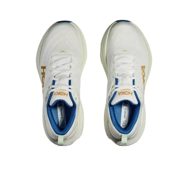 HOKA Men's Bondi 8 Medium White/Gold Iconic Fit