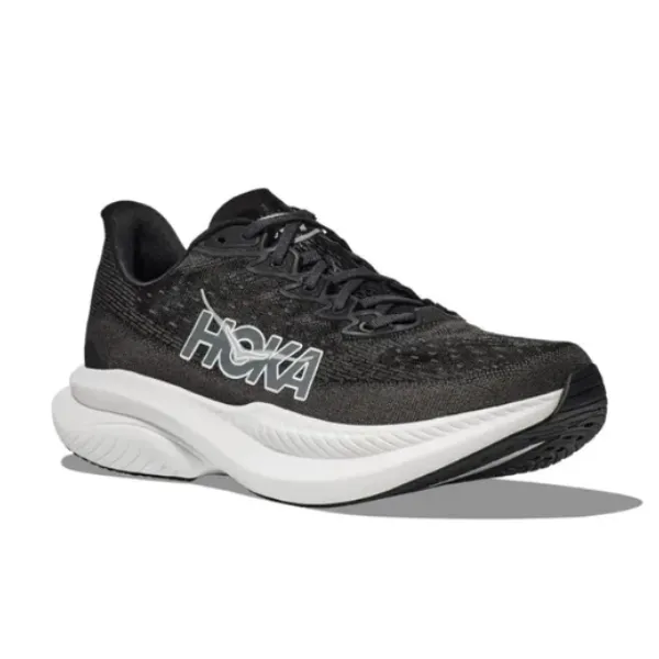 HOKA Men's Mach 6 (Wide Width) Black/White clean design