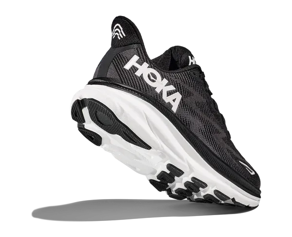 HOKA Men's (Medium Width) Clifton 9 Black / White Stride Control