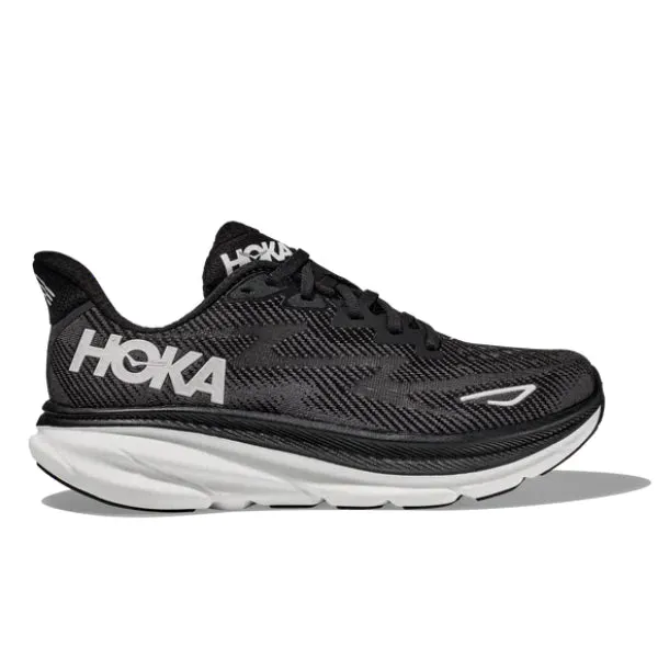 HOKA Men's (Medium Width) Clifton 9 Black / White Fashion Rebel