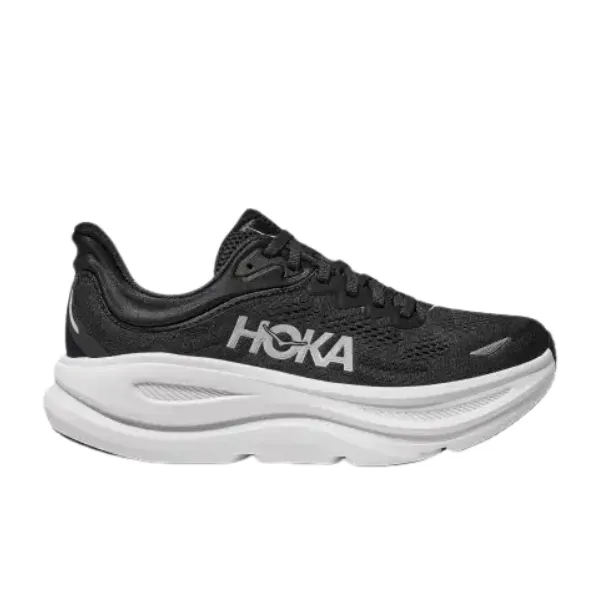 Hoka Women's Bondi 9 Black/White Flexible Sole