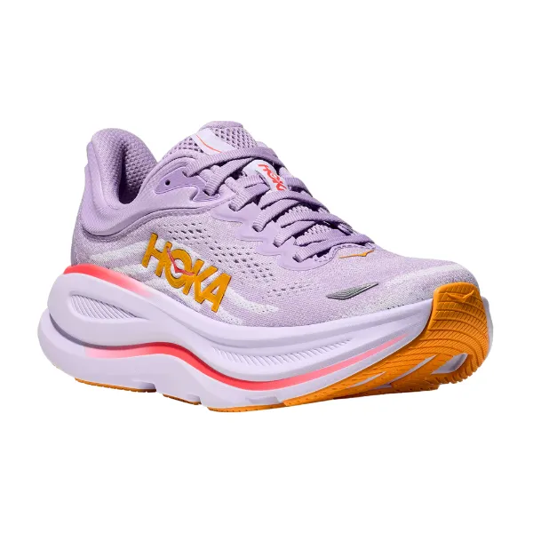 Hoka Women's Bondi 9 Wide Aster Flower / Starlight Glow weather proof