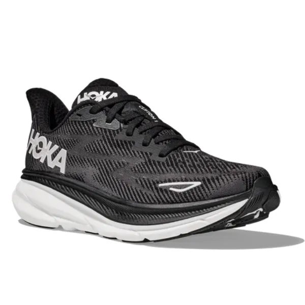 HOKA Women's Clifton 9 Wide Black / White flex step