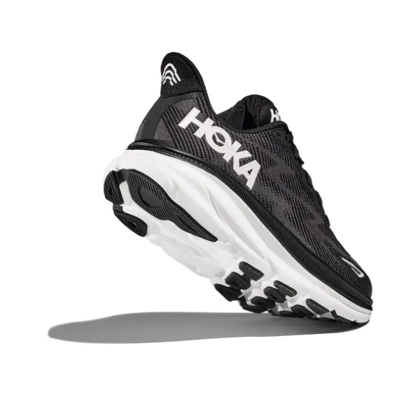 HOKA Women's Clifton 9 Wide Black / White wet weather