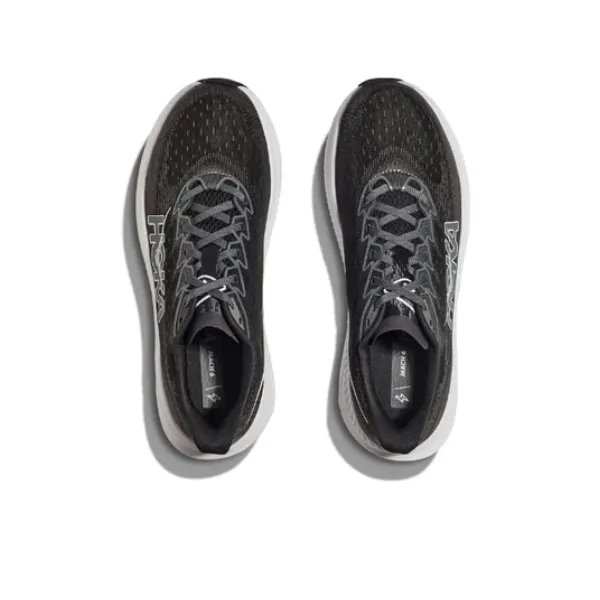 HOKA Women's Mach 6 (Wide Width) Black/White quick slip