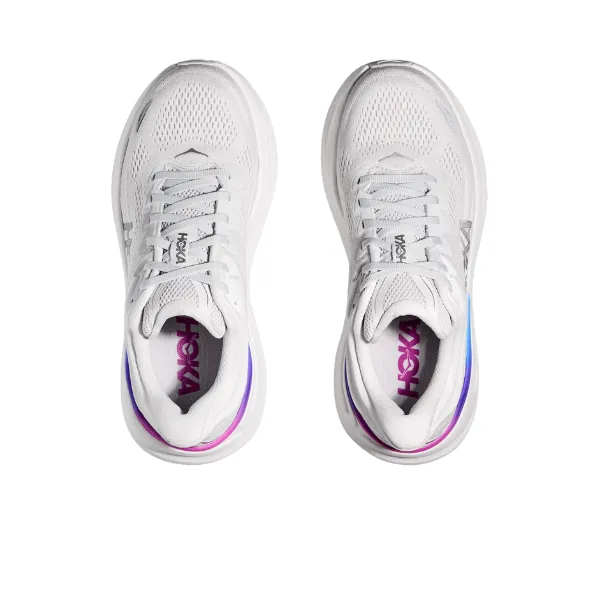 Hoka Women's Wide Bondi 9 Cosmic Grey/White travel ready