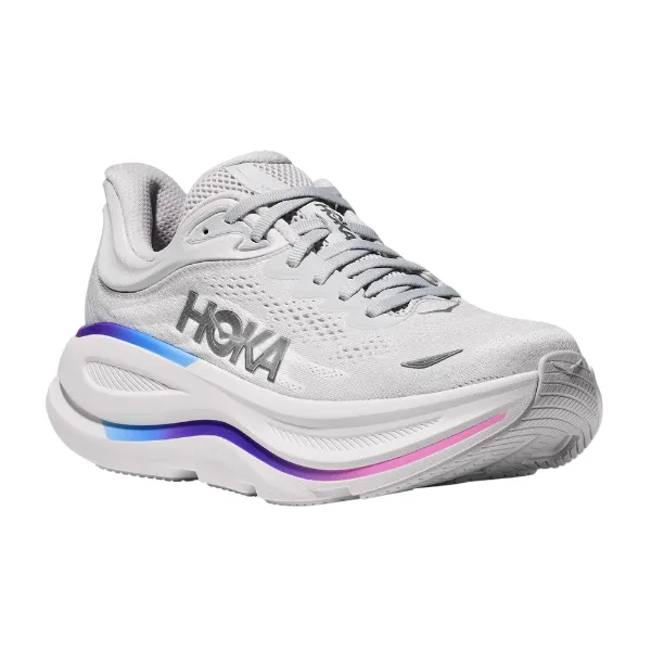 Hoka Women's Wide Bondi 9 Cosmic Grey/White silent walk