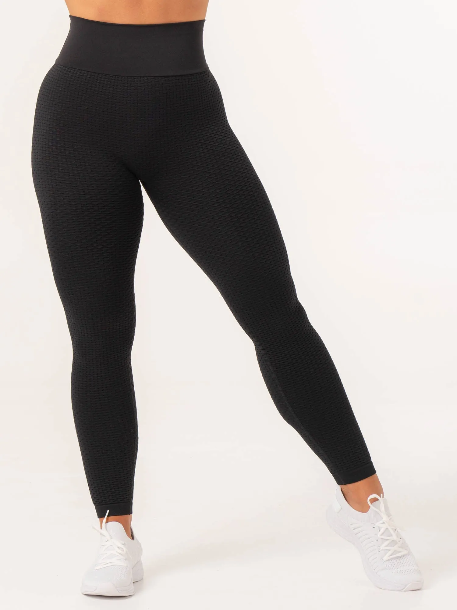 Honeycomb Scrunch Seamless Leggings - Black Stretch control