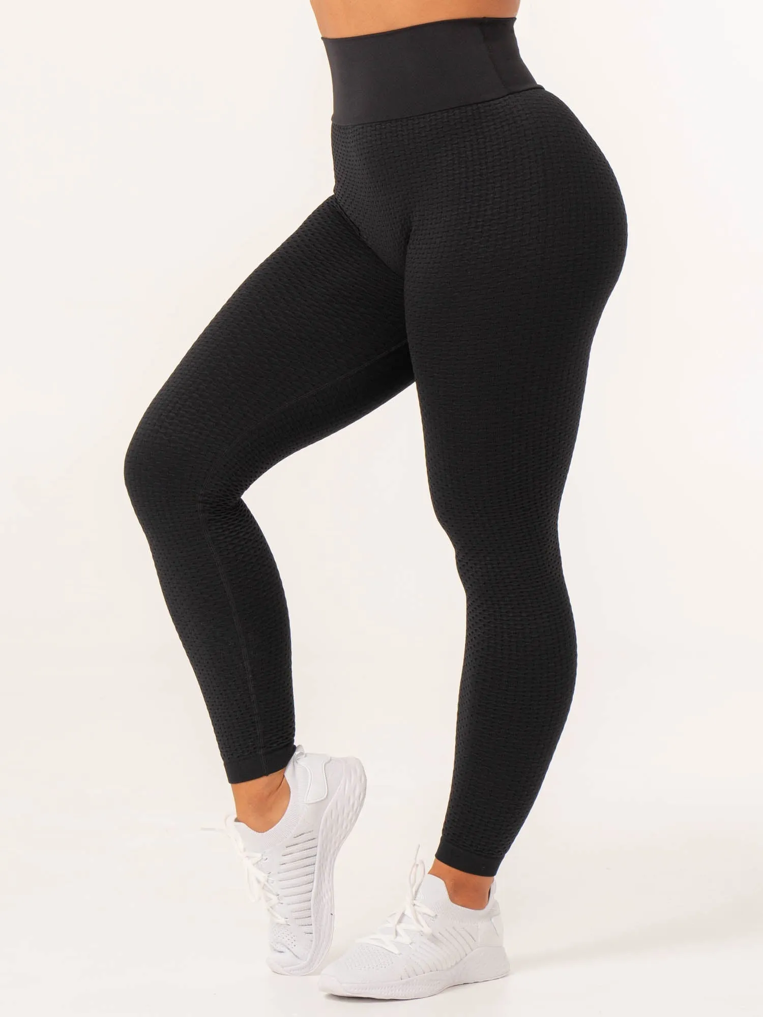 Honeycomb Scrunch Seamless Leggings - Black Everyday wear