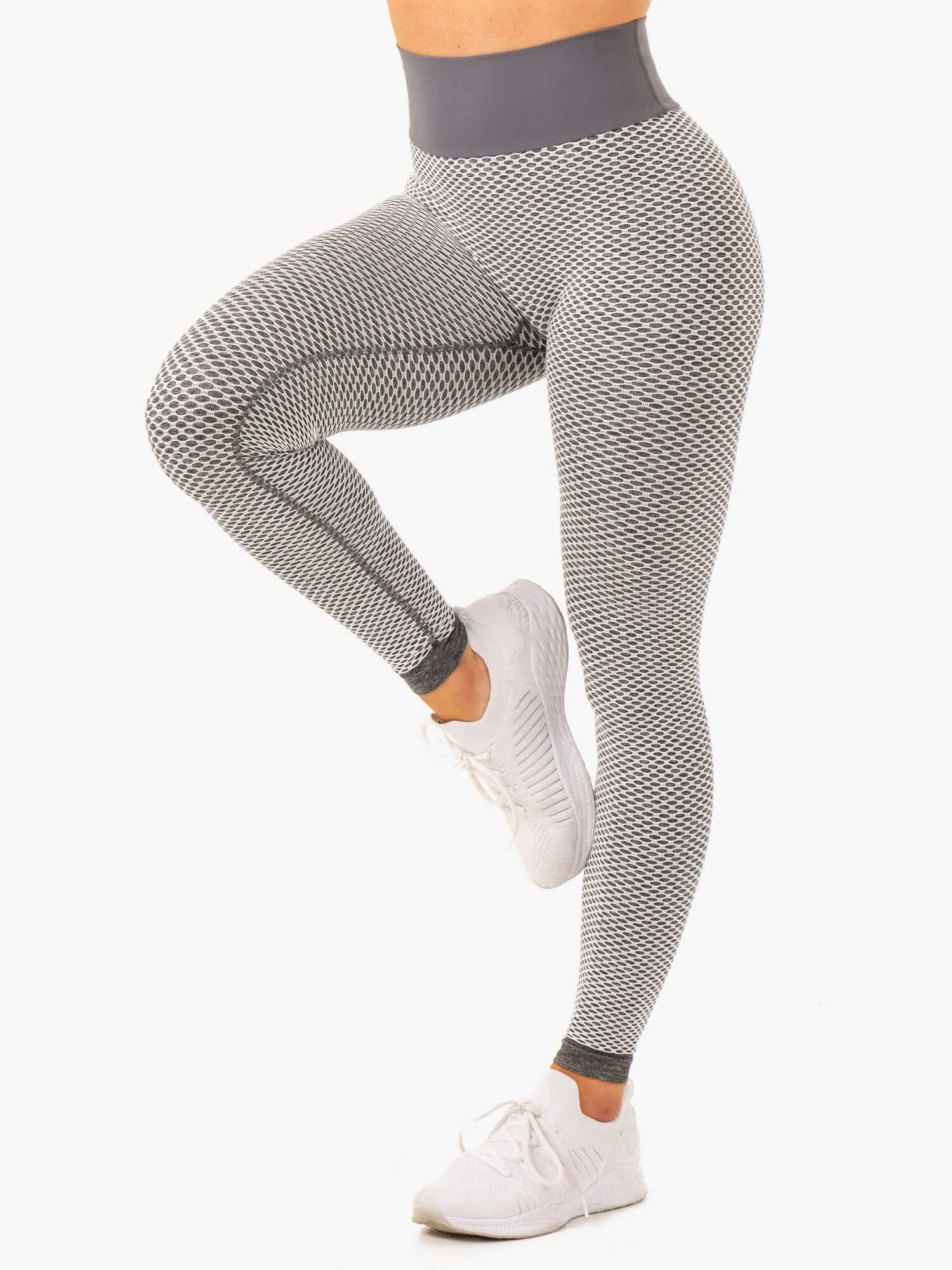 Honeycomb Scrunch Seamless Leggings - Grey Marl All weather wear