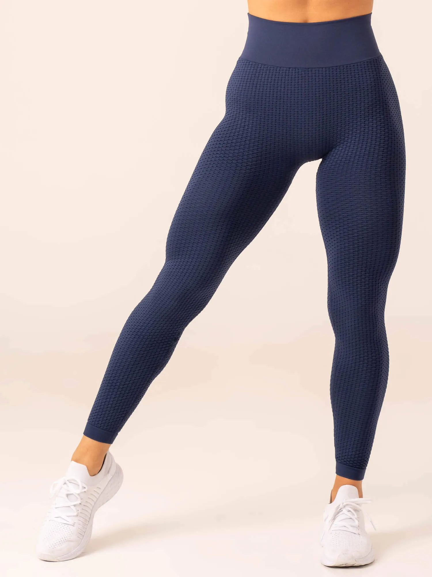 Honeycomb Scrunch Seamless Leggings - Navy High performance