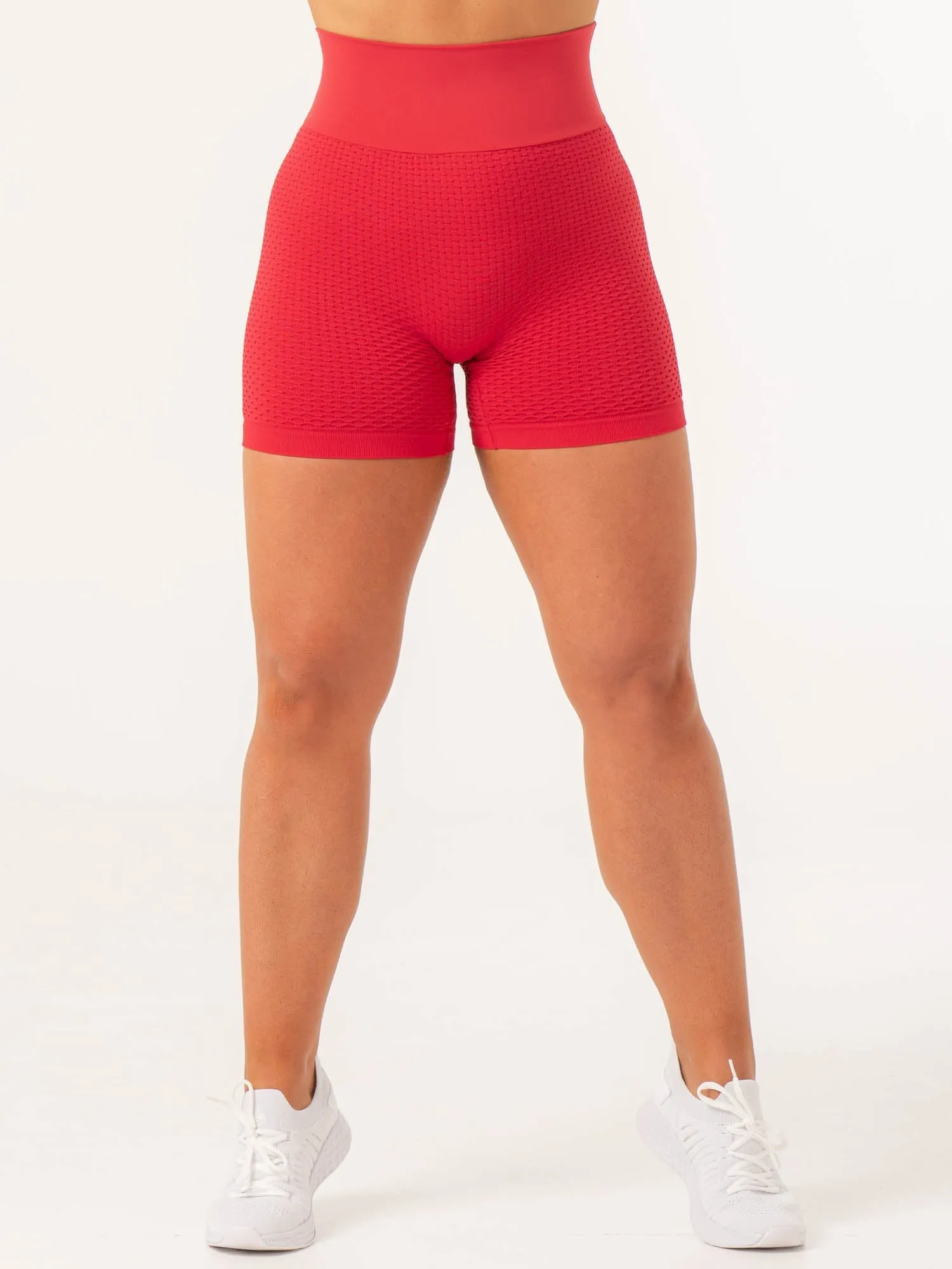 Honeycomb Scrunch Seamless Shorts - Lipstick Red sports team