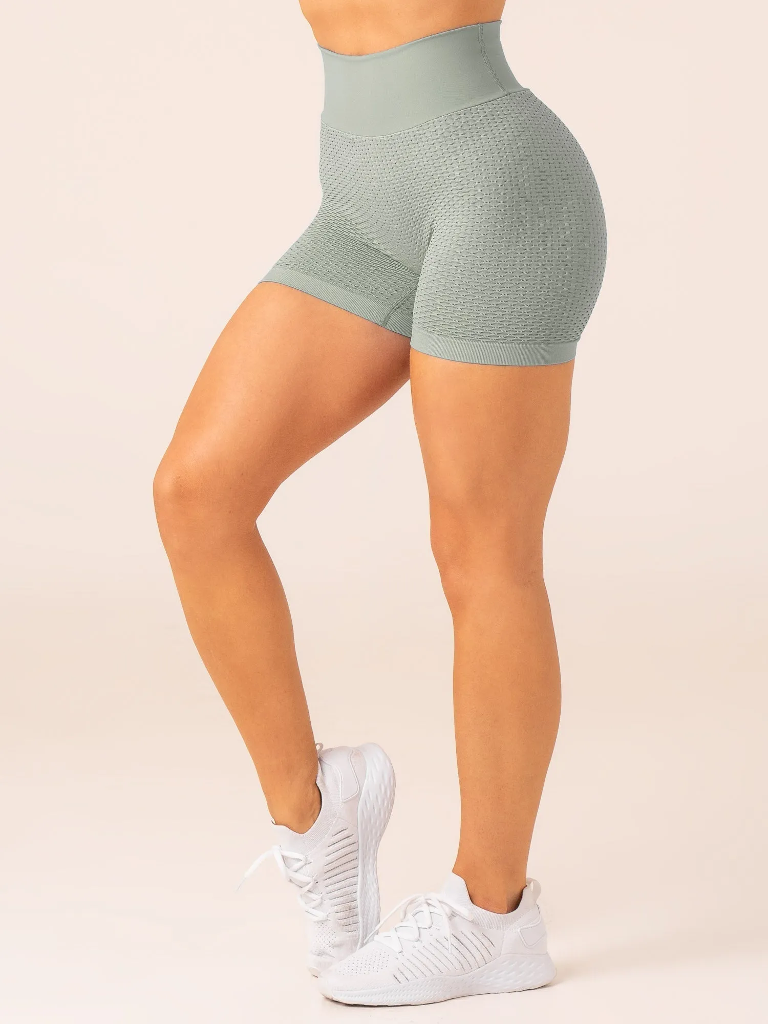 Honeycomb Scrunch Seamless Shorts - Sage activewear shorts
