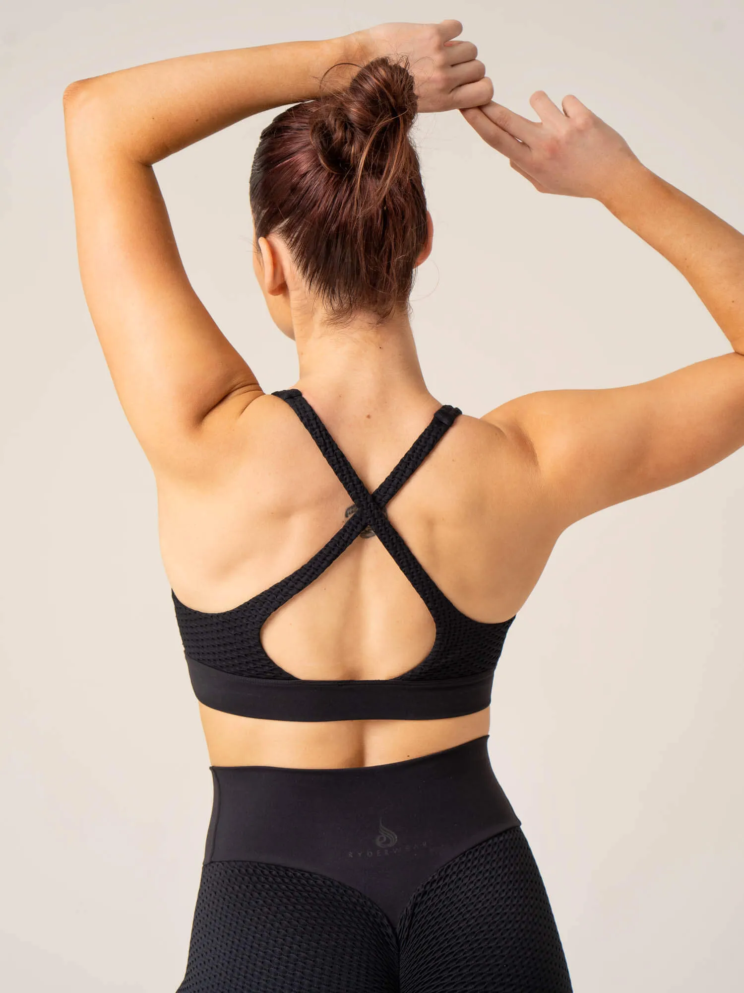 Honeycomb Seamless Sports Bra - Black Breath Fresh