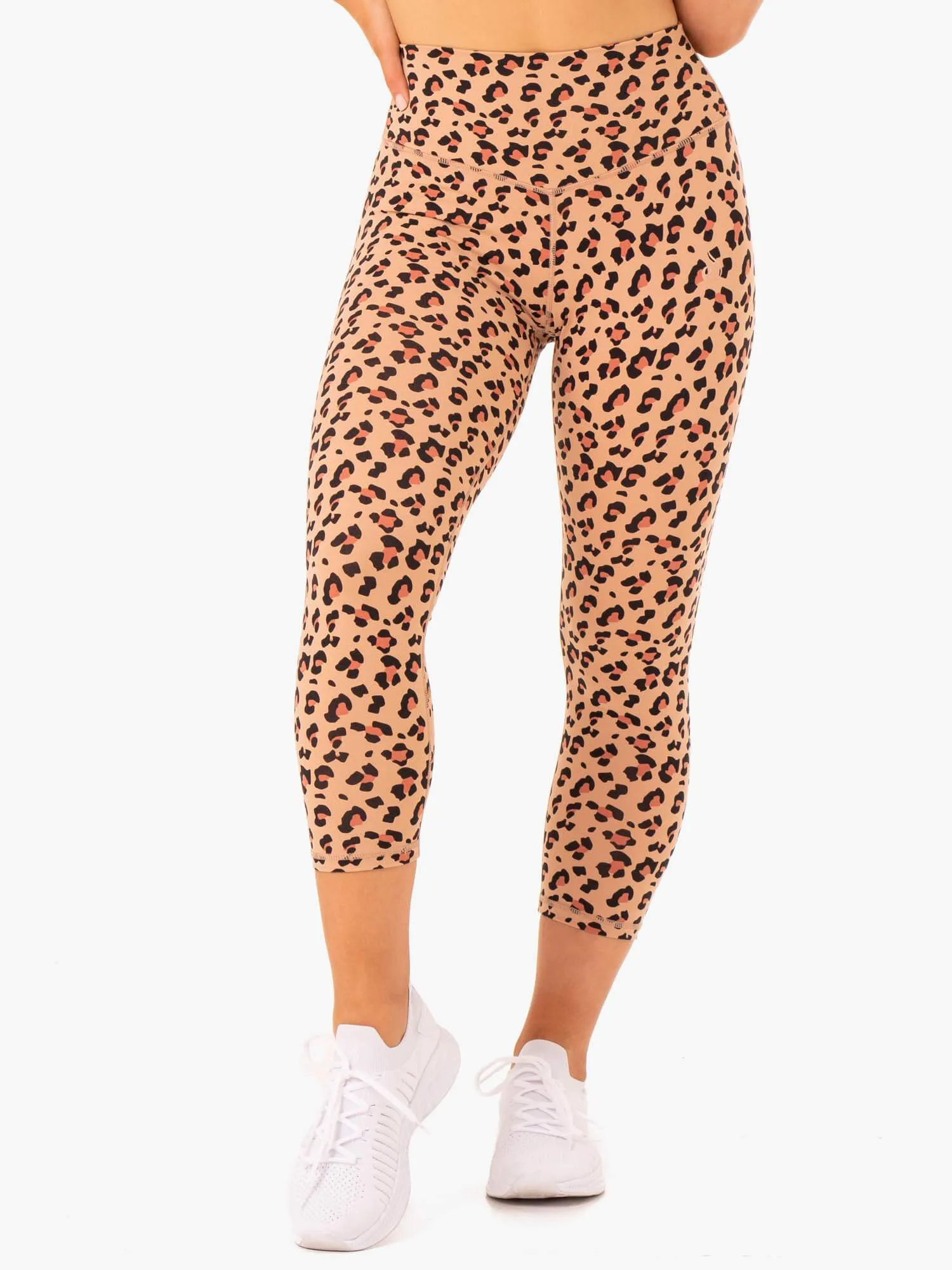 Hybrid 7/8 Leggings - Tan Leopard Performance fabric