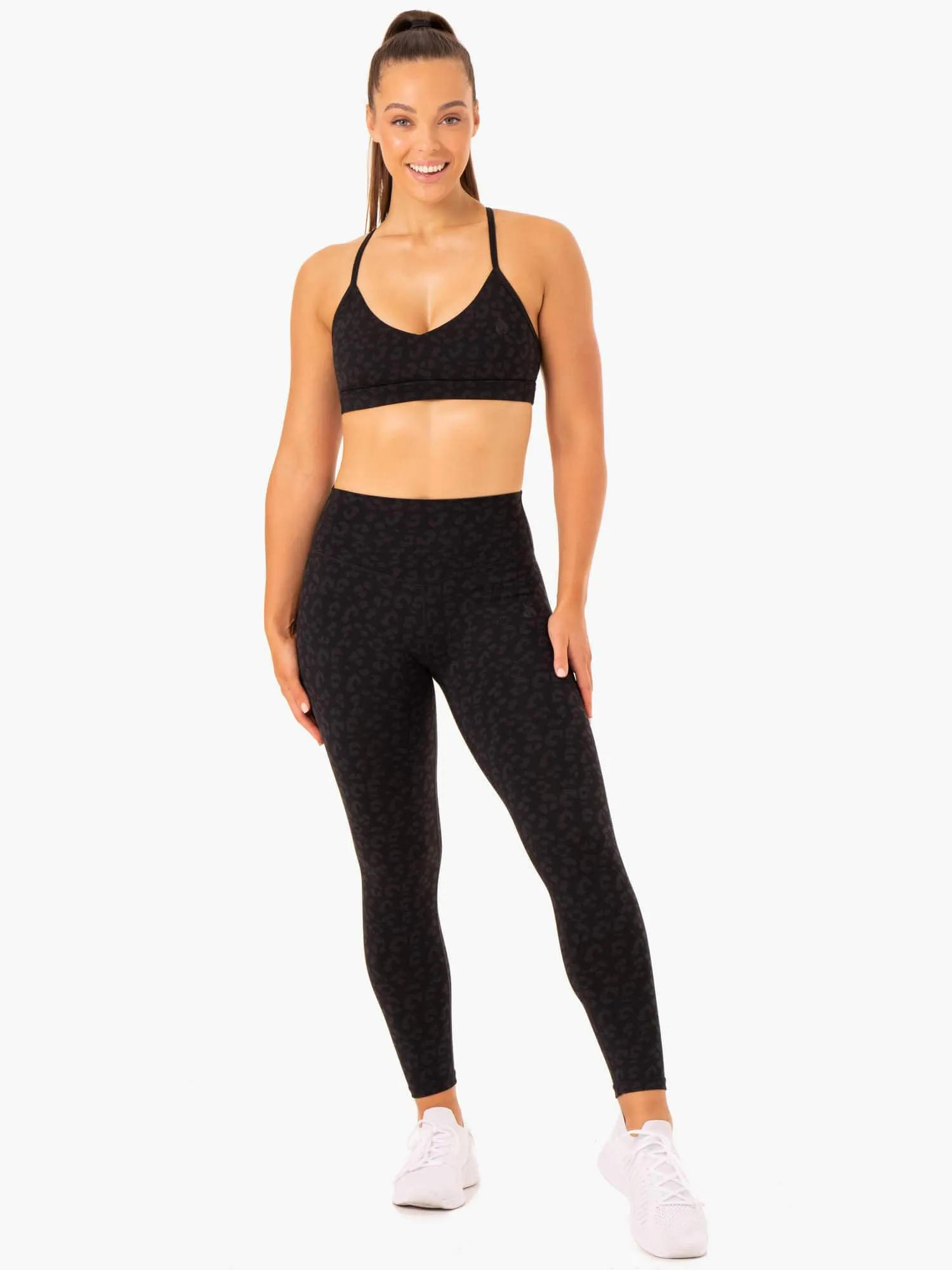 Hybrid Full Length Leggings - Black Leopard Comfort fit