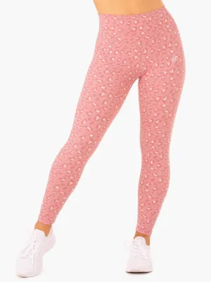 Hybrid Full Length Leggings - Pink Leopard All day comfort