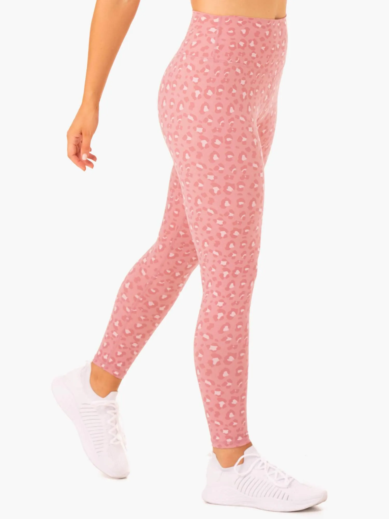 Hybrid Full Length Leggings - Pink Leopard Easy care