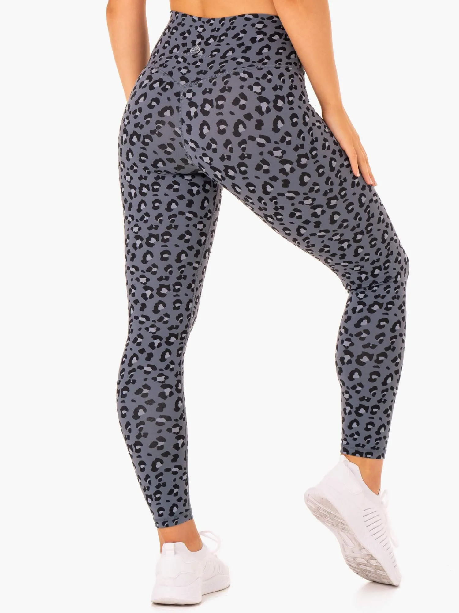 Hybrid Full Length Leggings - Steel Blue Leopard Travel light