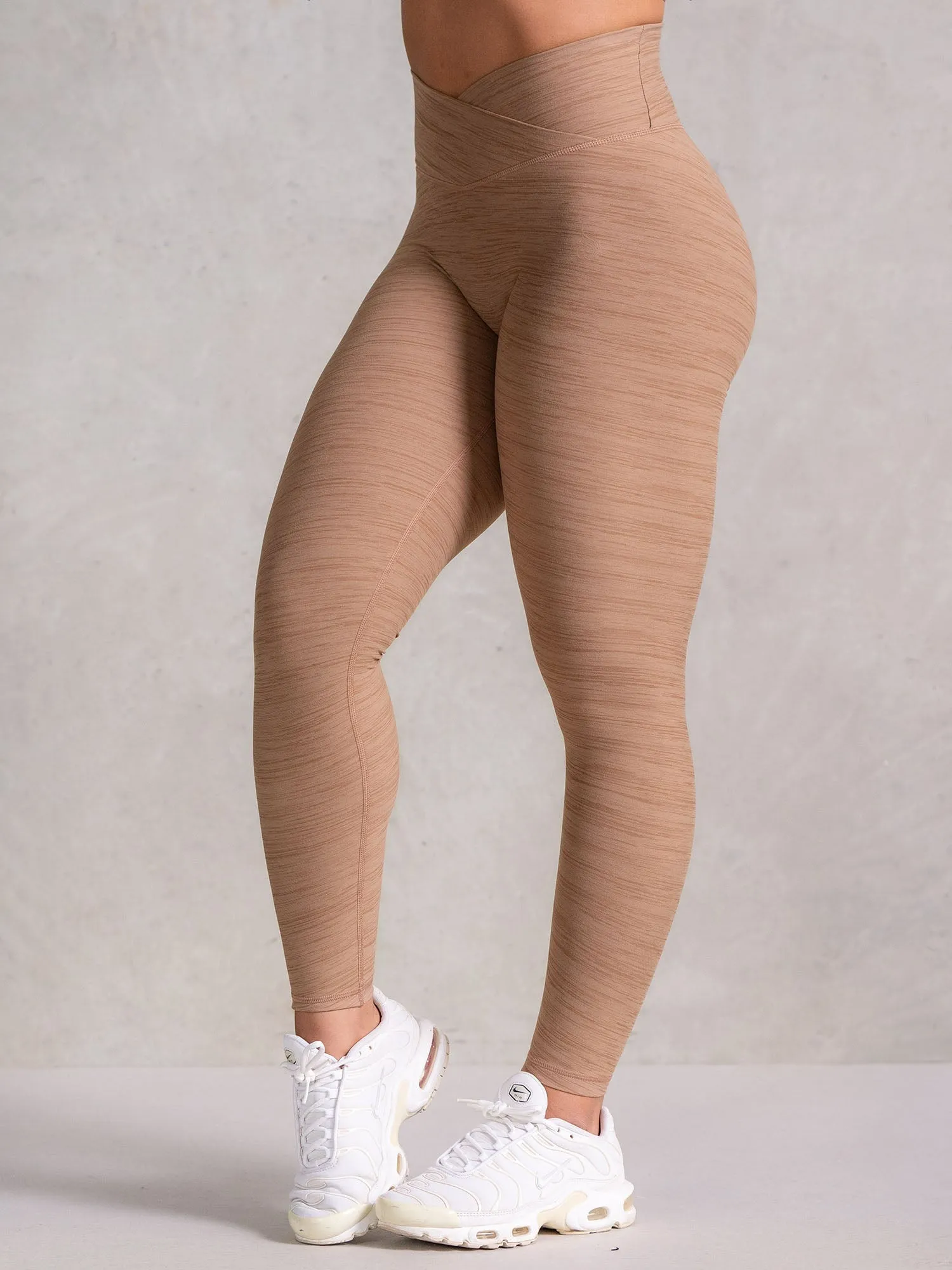Icon Cross Over Scrunch Leggings - Mocha Marl Functional stretch