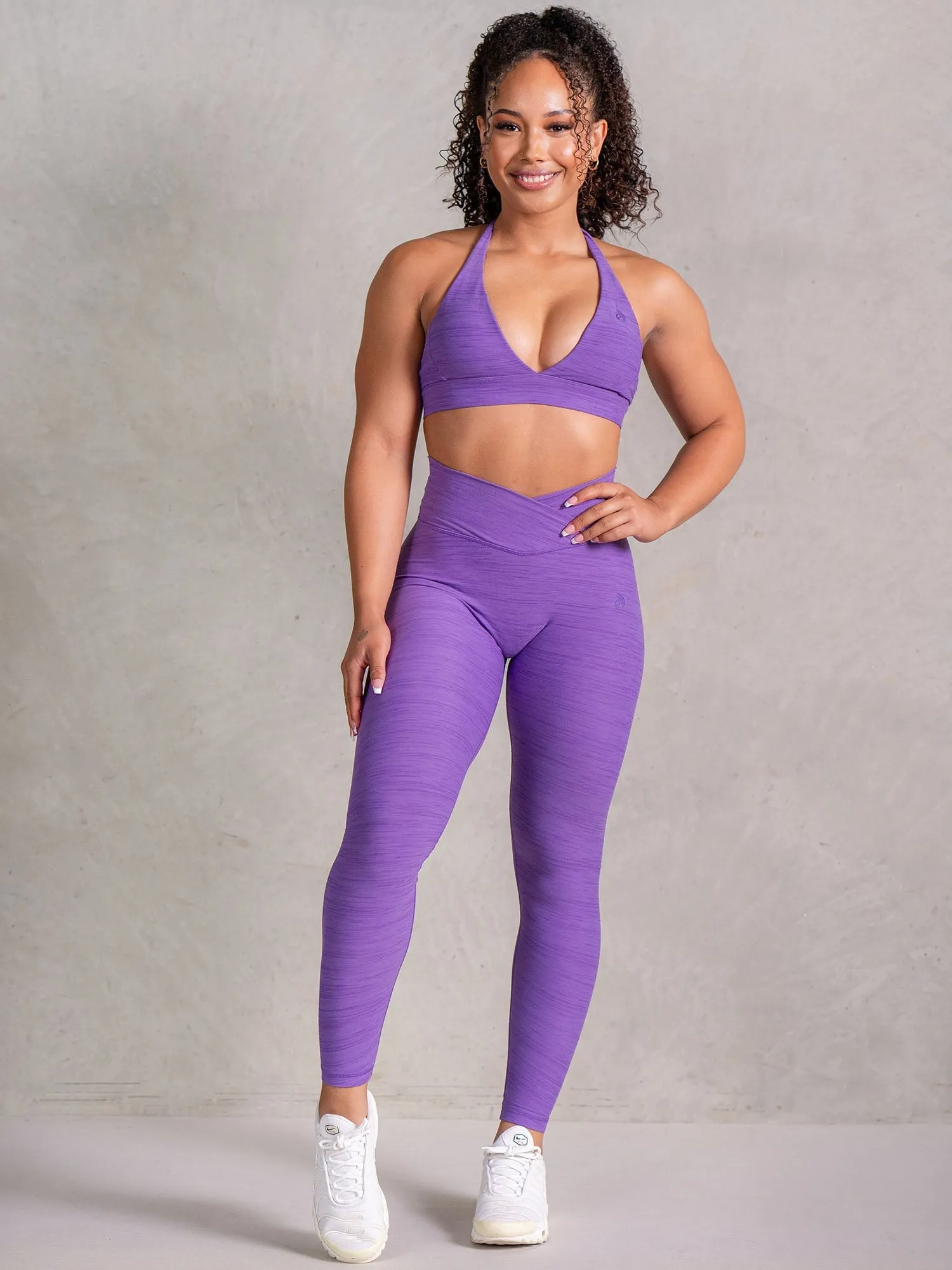 Icon Cross Over Scrunch Leggings - Violet Marl Travel essential